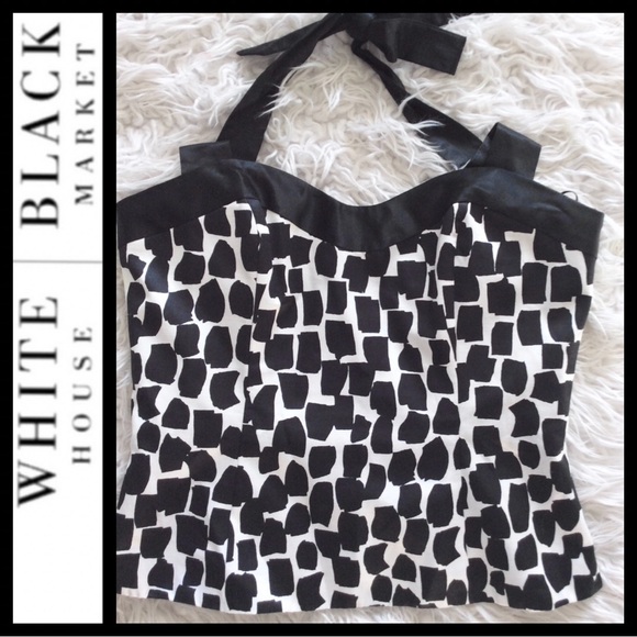 WHBM Silk Black & White Bustier Top - Picture 1 of 4